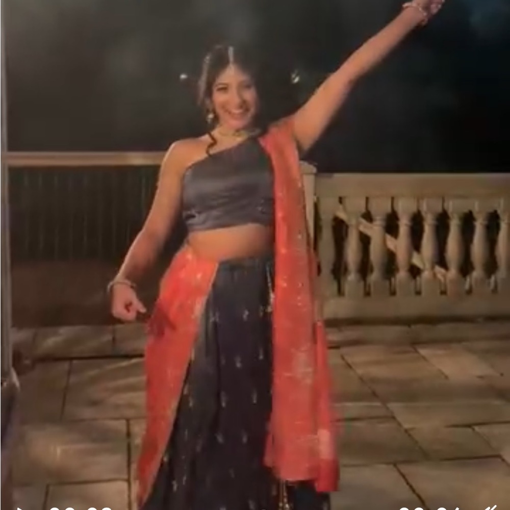 Grey and peach lengha